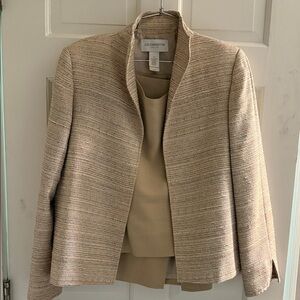 Liz Claiborne Beige Cream Textured 3 piece Open-Front suit